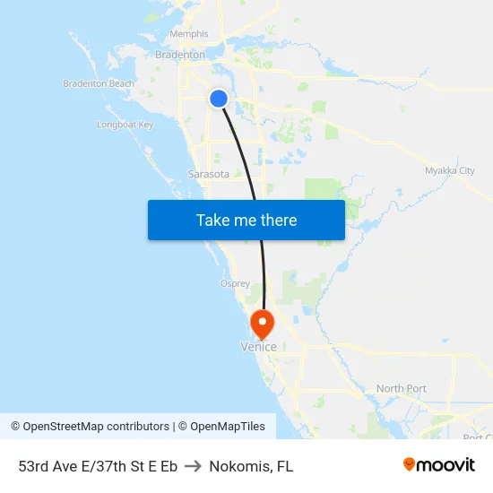 53rd Ave E/37th St E Eb to Nokomis, FL map