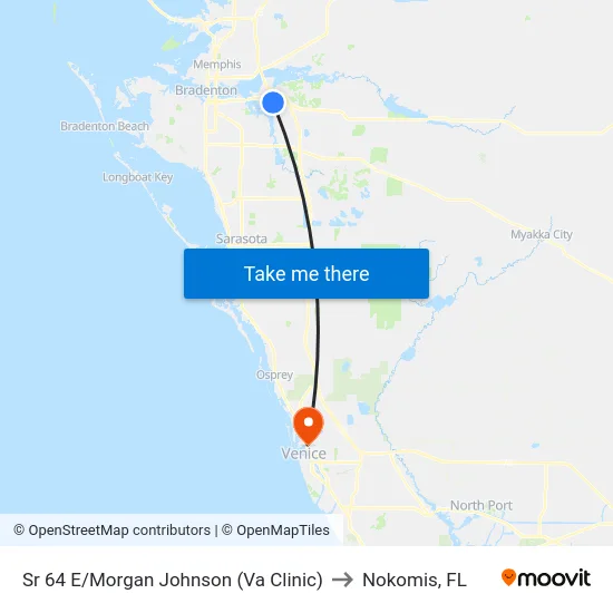 Sr 64 E/Morgan Johnson (Va Clinic) to Nokomis, FL map