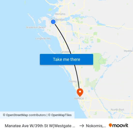 Manatee Ave W/39th St W(Westgate Plaza) to Nokomis, FL map