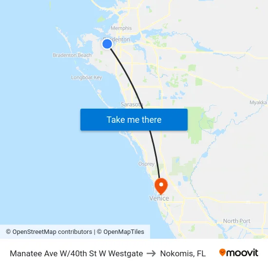 Manatee Ave W/40th St W Westgate to Nokomis, FL map