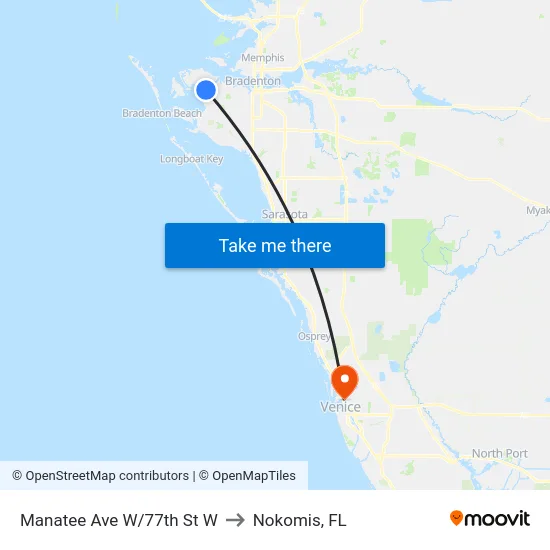 Manatee Ave W/77th St W to Nokomis, FL map