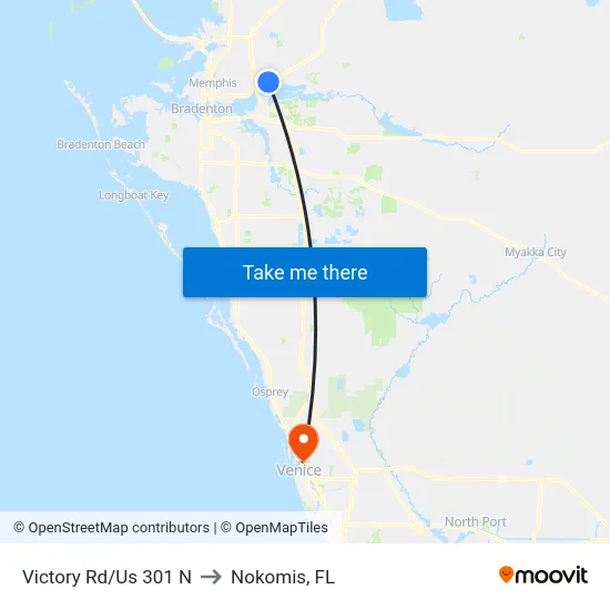 Victory Rd/Us 301 N to Nokomis, FL map