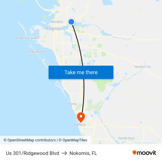 Us 301/Ridgewood Blvd to Nokomis, FL map