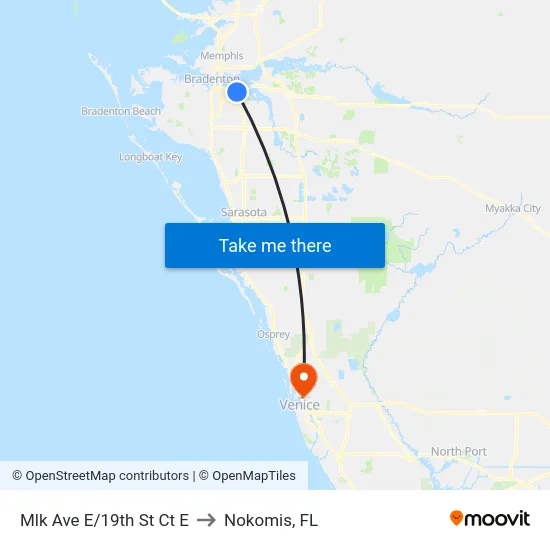 Mlk Ave E/19th St Ct E to Nokomis, FL map