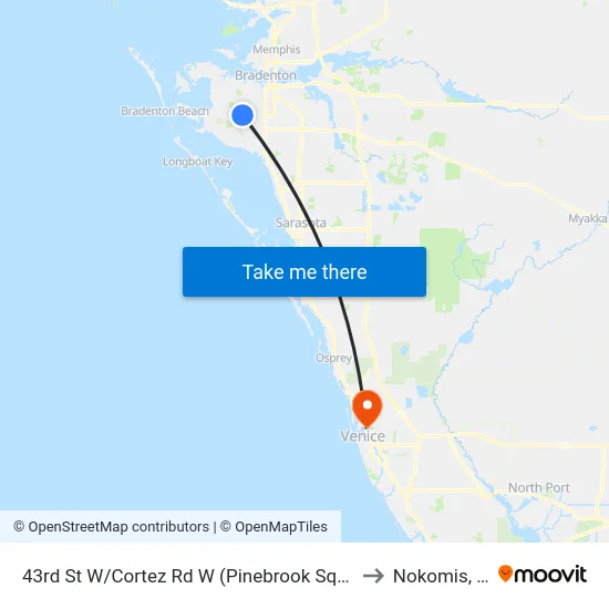 43rd St W/Cortez Rd W (Pinebrook Square) to Nokomis, FL map