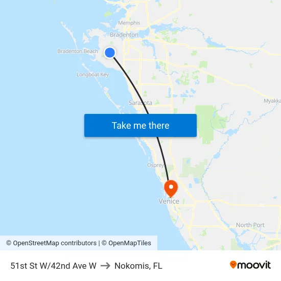51st St W/42nd Ave W to Nokomis, FL map