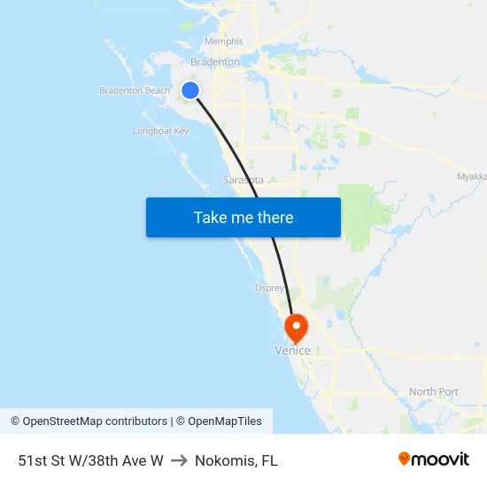51st St W/38th Ave W to Nokomis, FL map