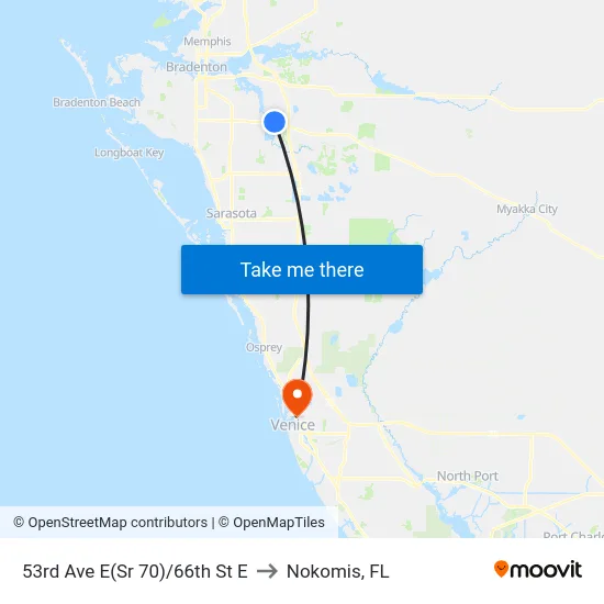 53rd Ave E(Sr 70)/66th St E to Nokomis, FL map