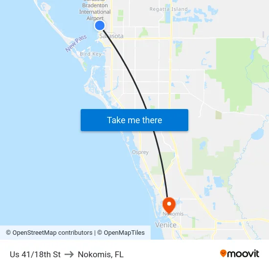 Us 41/18th St to Nokomis, FL map