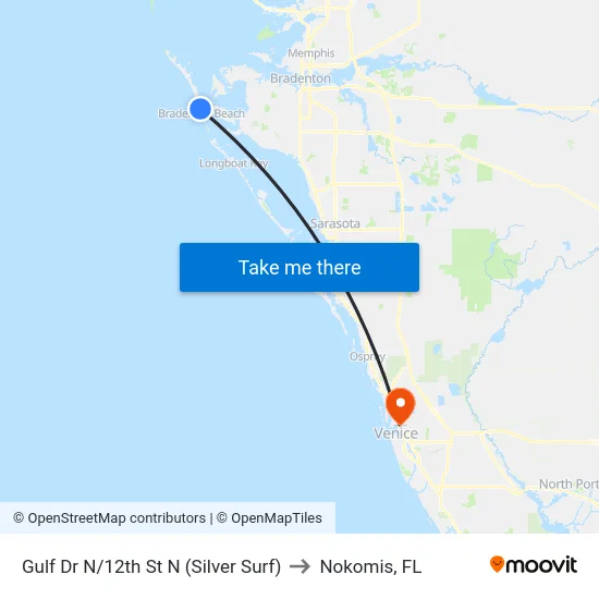Gulf Dr N/12th St N (Silver Surf) to Nokomis, FL map