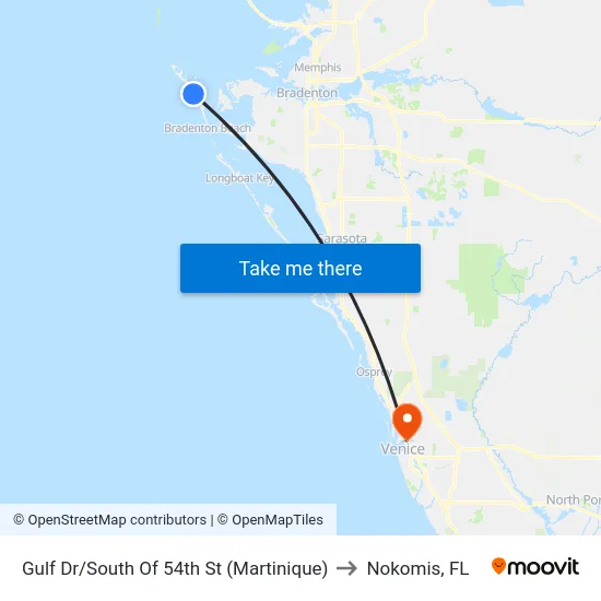 Gulf Dr/South Of 54th St (Martinique) to Nokomis, FL map