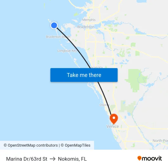 Marina Dr/63rd St to Nokomis, FL map