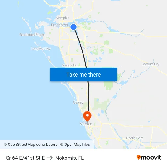 Sr 64 E/41st St E to Nokomis, FL map