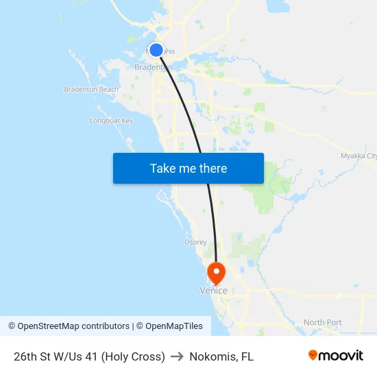 26th St W/Us 41 (Holy Cross) to Nokomis, FL map