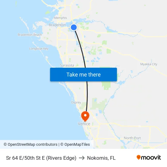 Sr 64 E/50th St E (Rivers Edge) to Nokomis, FL map