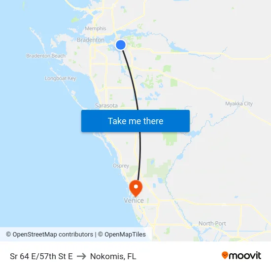 Sr 64 E/57th St E to Nokomis, FL map