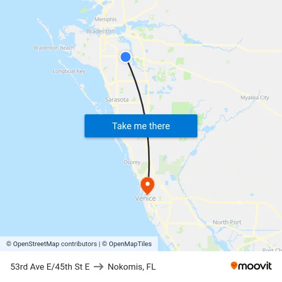53rd Ave E/45th St E to Nokomis, FL map