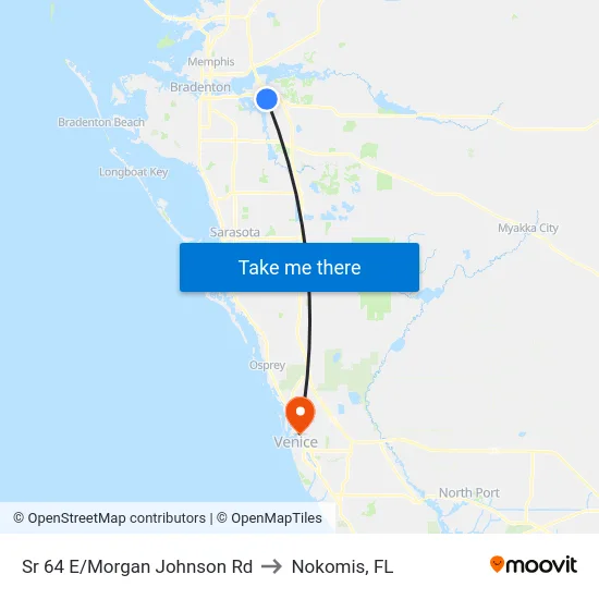 Sr 64 E/Morgan Johnson Rd to Nokomis, FL map