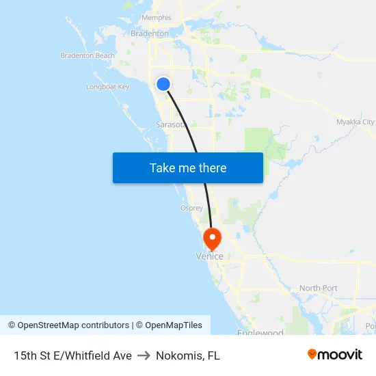 15th St E/Whitfield Ave to Nokomis, FL map