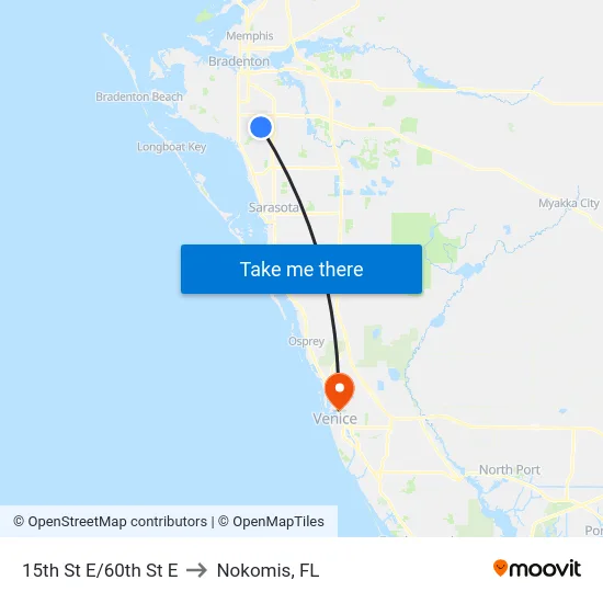 15th St E/60th St E to Nokomis, FL map