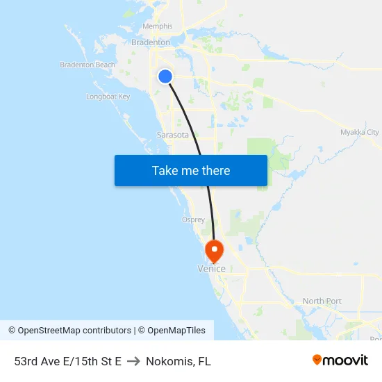 53rd Ave E/15th St E to Nokomis, FL map