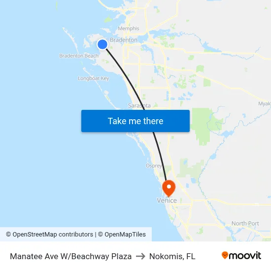 Manatee Ave W/Beachway Plaza to Nokomis, FL map