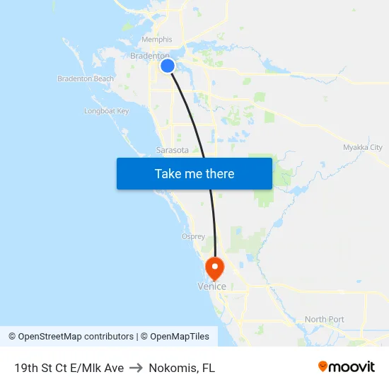 19th St Ct E/Mlk Ave to Nokomis, FL map