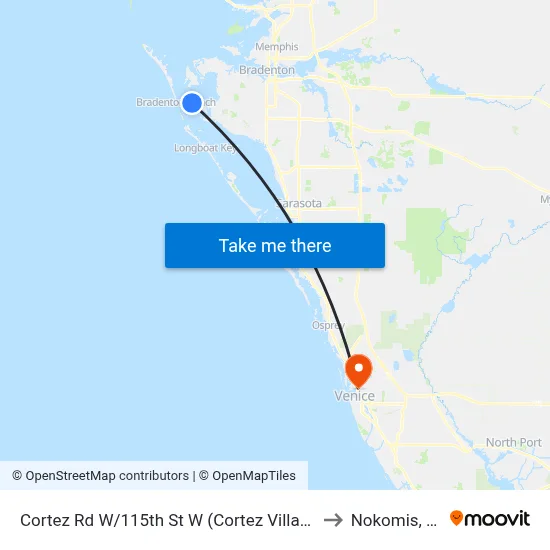 Cortez Rd W/115th St W (Cortez Village) to Nokomis, FL map