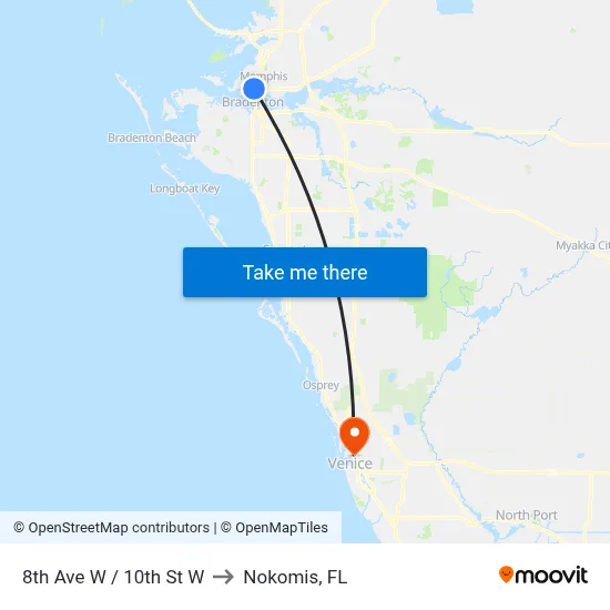 8th Ave W / 10th St W to Nokomis, FL map