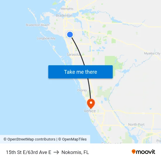 15th St E/63rd Ave E to Nokomis, FL map