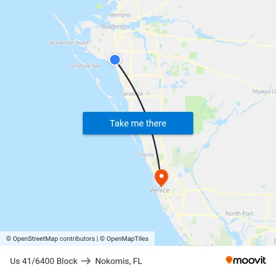 Us 41/6400 Block to Nokomis, FL map