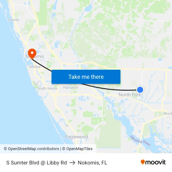 S Sumter Blvd @ Libby Rd to Nokomis, FL map
