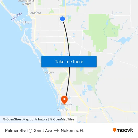 Palmer Blvd @ Gantt Ave to Nokomis, FL map