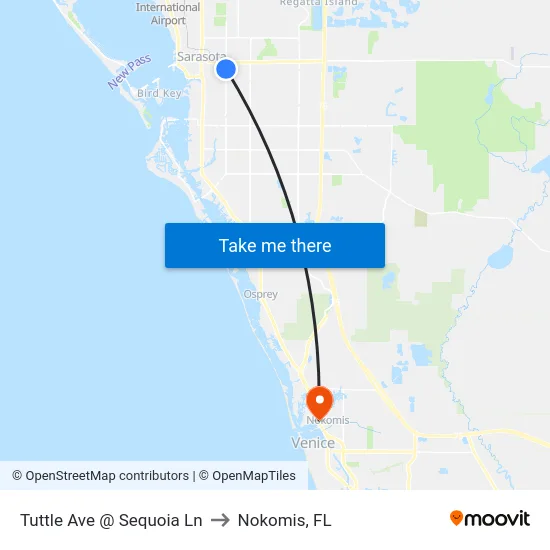 Tuttle Ave @ Sequoia Ln to Nokomis, FL map