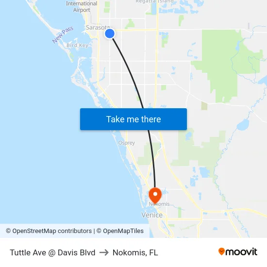 Tuttle Ave @ Davis Blvd to Nokomis, FL map