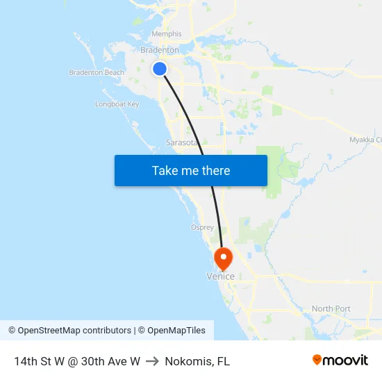 14th St W @ 30th Ave W to Nokomis, FL map