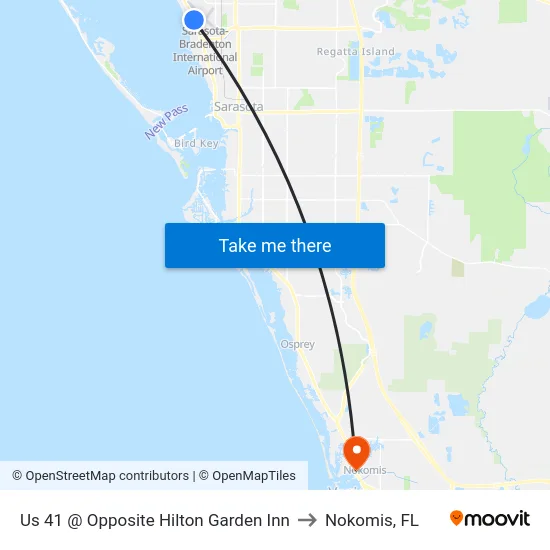 Us 41 @ Opposite Hilton Garden Inn to Nokomis, FL map