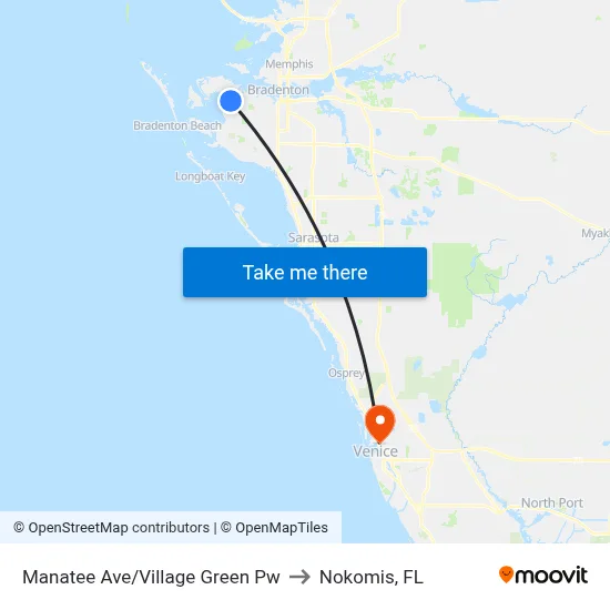 Manatee Ave/Village Green Pw to Nokomis, FL map
