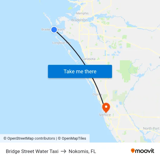 Bridge Street Water Taxi to Nokomis, FL map