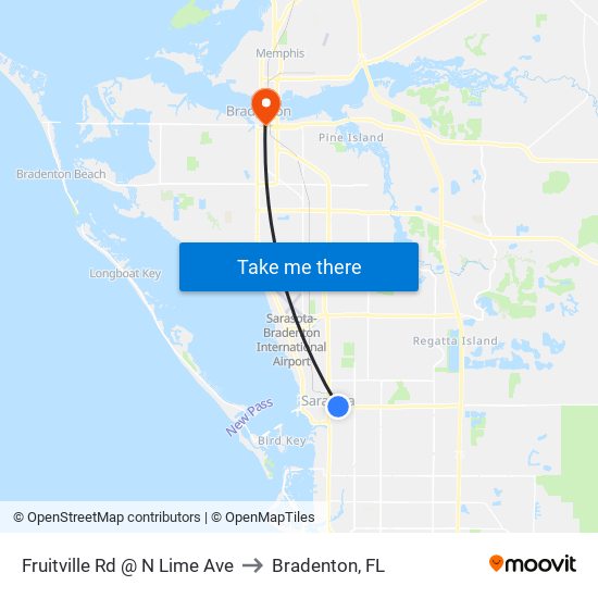 Fruitville Rd @ N Lime Ave to Bradenton, FL map