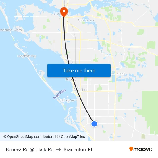 Beneva Rd @ Clark Rd to Bradenton, FL map