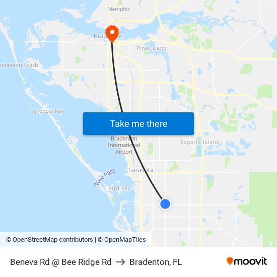 Beneva Rd @ Bee Ridge Rd to Bradenton, FL map