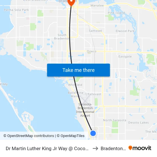 Dr Martin Luther King Jr Way @ Cocoanut Ave to Bradenton, FL map