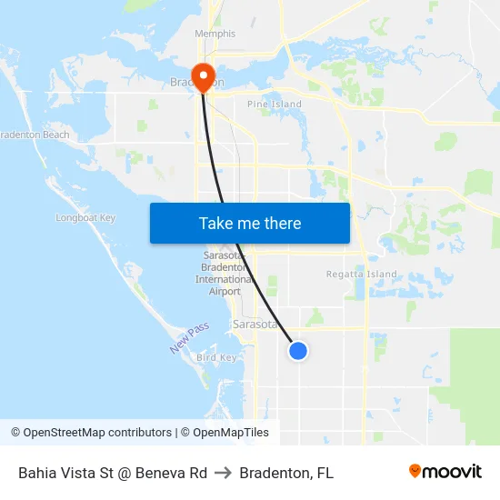 Bahia Vista St @ Beneva Rd to Bradenton, FL map