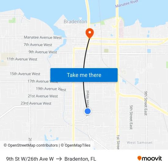 9th St W/26th Ave W to Bradenton, FL map
