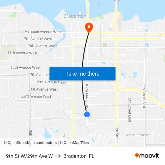 9th St W/29th Ave W to Bradenton, FL map
