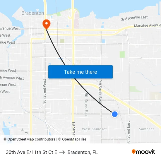 30th Ave E/11th St Ct E to Bradenton, FL map