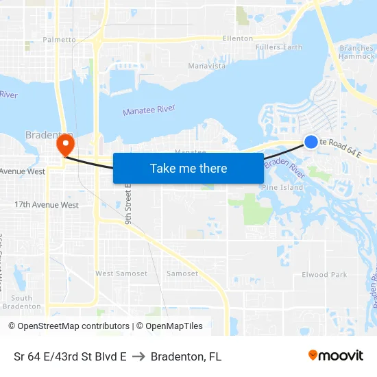 Sr 64 E/43rd St Blvd E to Bradenton, FL map