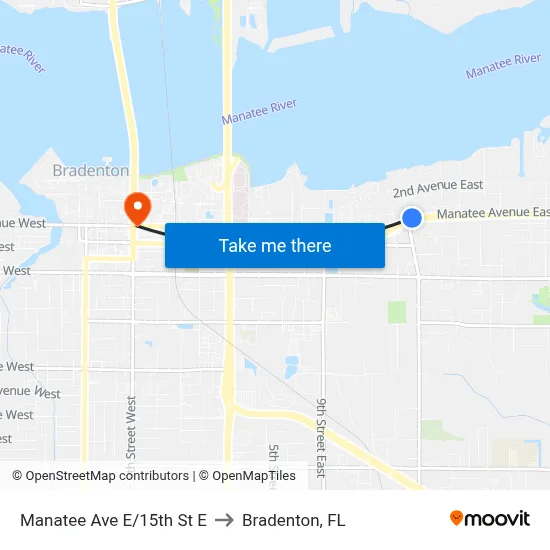Manatee Ave E/15th St E to Bradenton, FL map