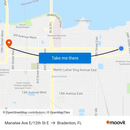 Manatee Ave E/12th St E to Bradenton, FL map